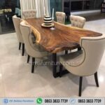 Set Meja Makan Kayu Besar Utuh