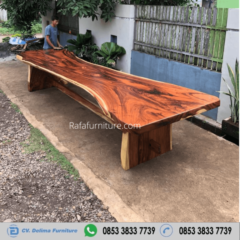 Meja Kayu Besar Solid Panjang 440 cm